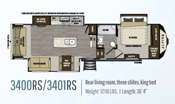 Keystone Alpine 3400RS floor plan