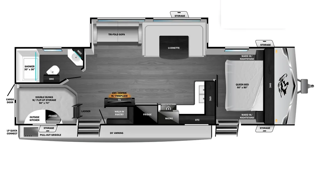 2026 Highland Ridge RV Range Lite 270DBL floor plan