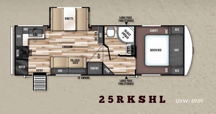 Forest River Wildwood Heritage Glen Hyper-Lyte 25RKSHL floor plan