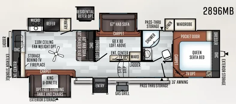 Forest River Rockwood Ultra Lite 2896MB floor plan