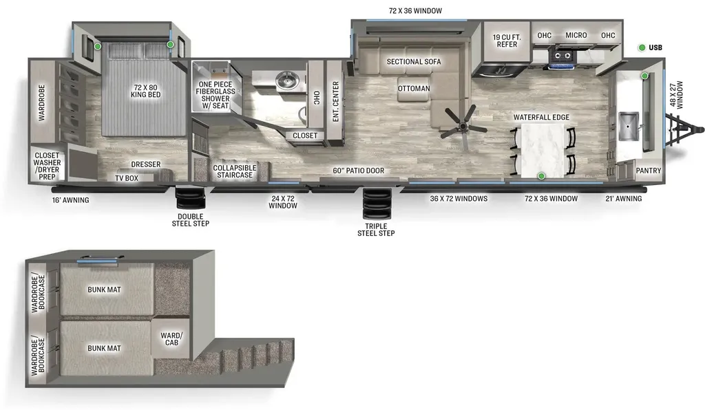 2025 Forest River Sierra Destination Trailers 421FKL floor plan