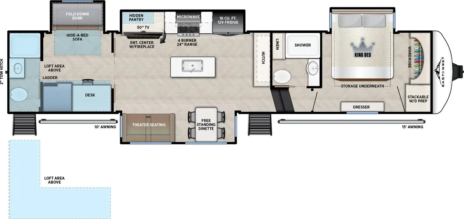 2026 East to West Blackthorn 3880RBDB - Floor plan