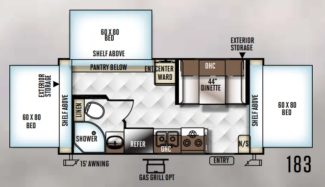 Forest River Rockwood Roo 183 floor plan