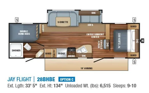Jayco Jay Flight 28BHBE floor plan