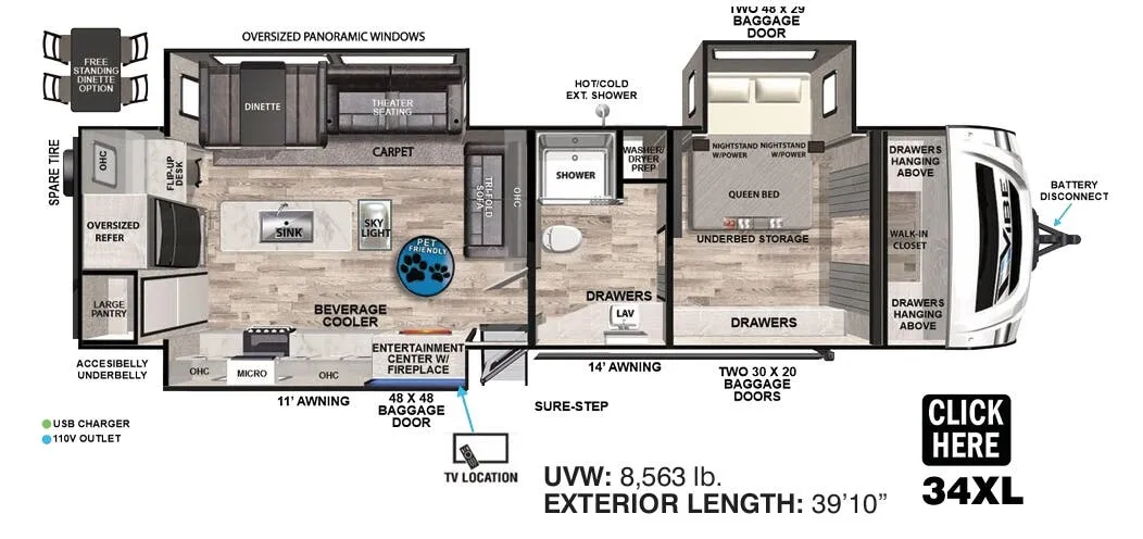 2023 Forest River Vibe 34XL - Floor plan