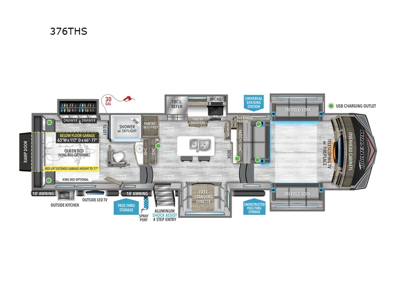2023 Grand Design Momentum 376THS floor plan