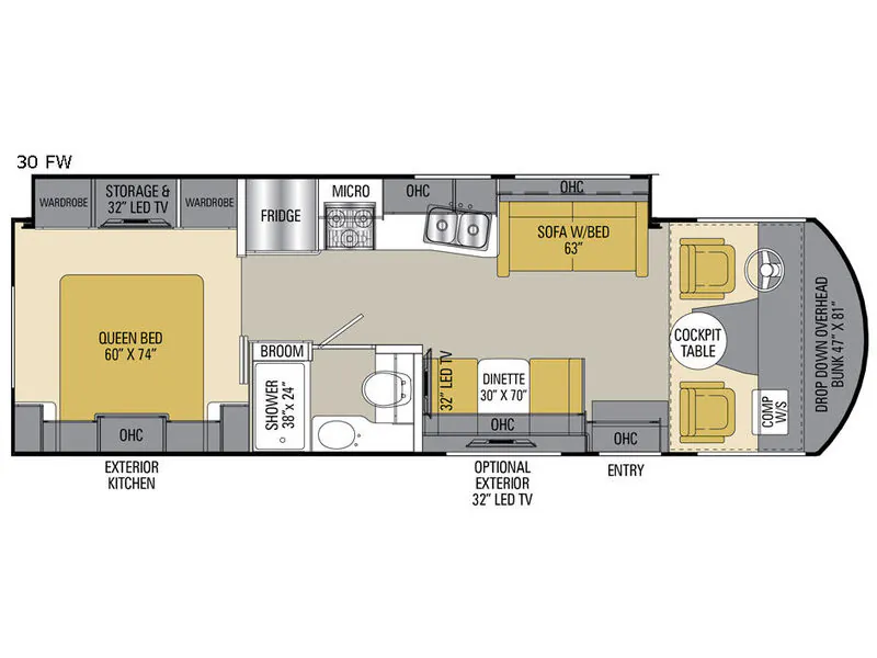 2016 Coachmen Pursuit 30FW - Floor plan