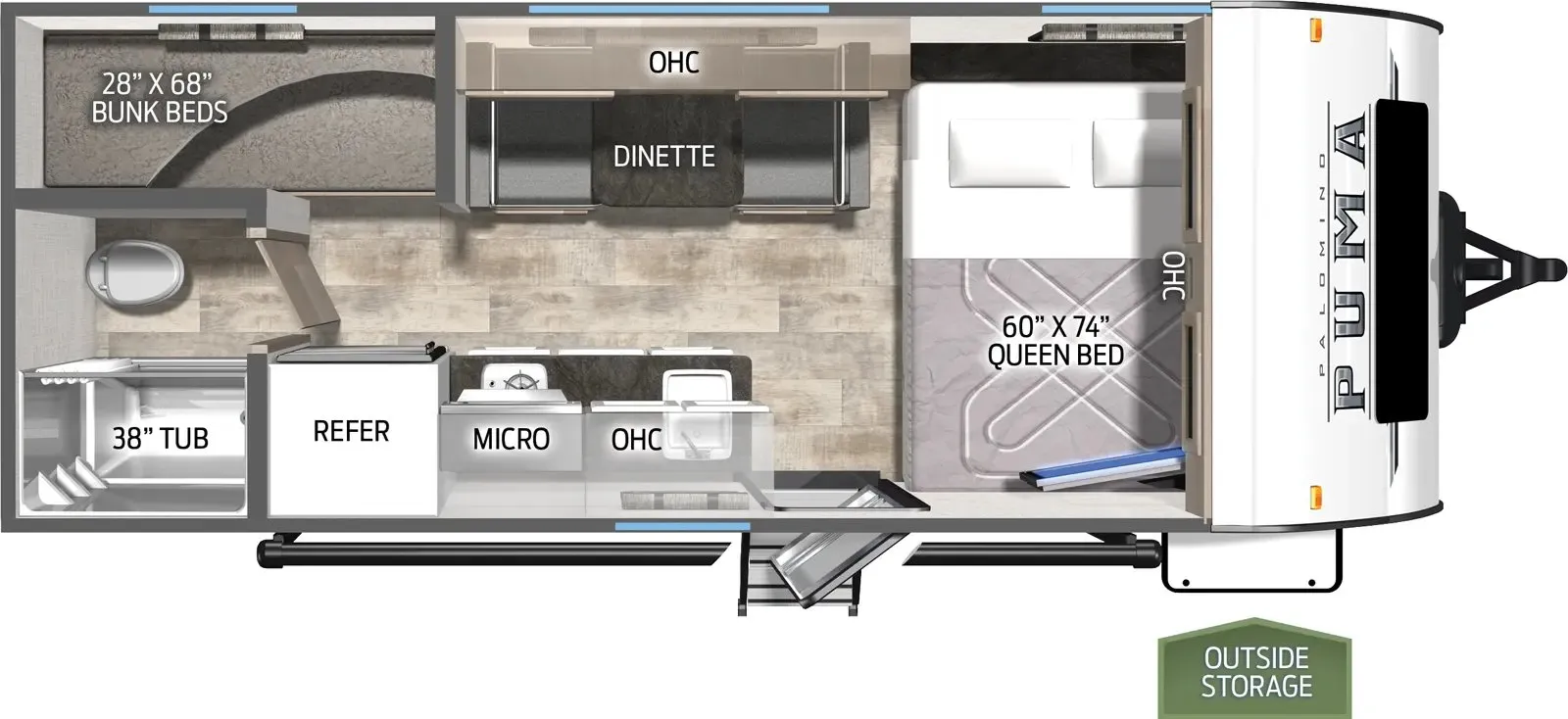 2021 Palomino Puma 16BHX - Floor plan