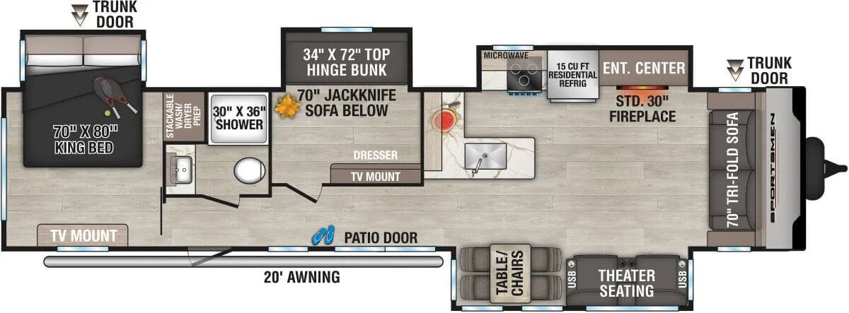 K-Z Sportsmen 374BH floor plan