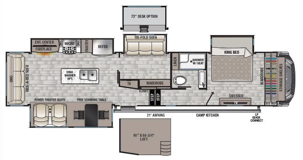 Forest River Cedar Creek 377BH floor plan