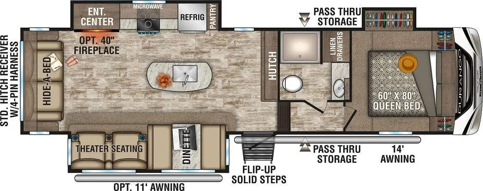 K-Z Durango Half-Ton D283RLT floor plan