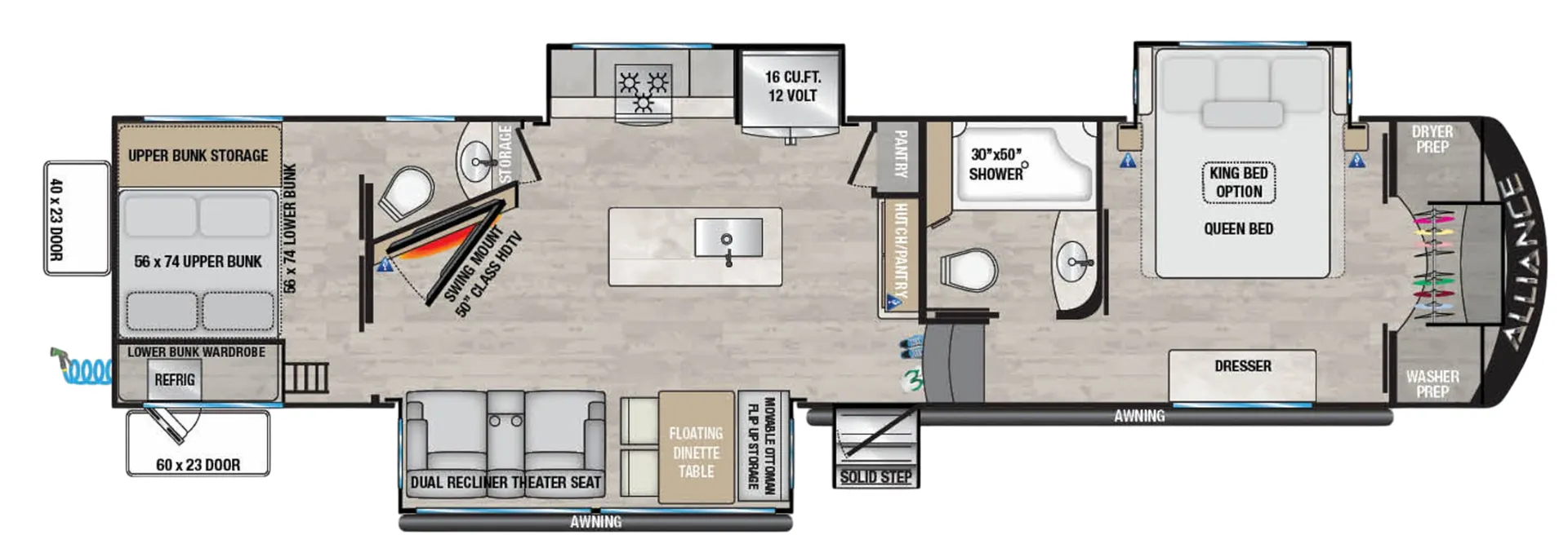 Alliance RV Avenue 36BRM floor plan