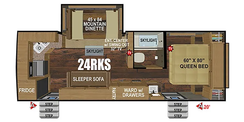 Outdoors RV Mountain Series Timber Ridge 24RKS floor plan