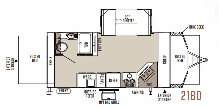 Forest River Rockwood Roo 21BD floor plan