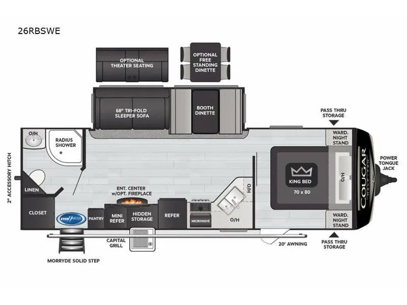 2021 Keystone RV Cougar Half-Ton 26RBSWE — Floor plan