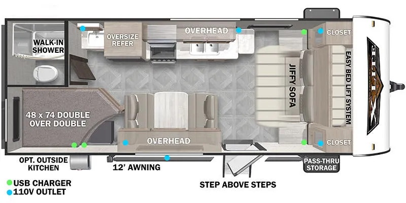 2023 Forest River Wildwood X-Lite 19DBXL floor plan