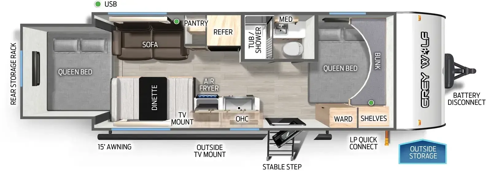 2023 Cherokee Grey Wolf 19SM - Floor plan