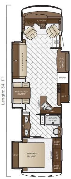 Newmar Bay Star 3414 floor plan