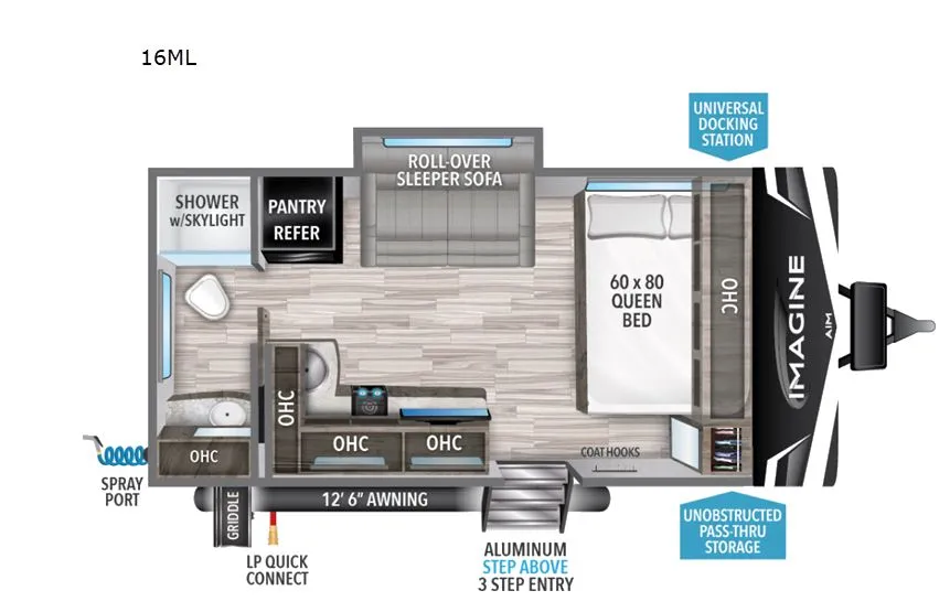 2023 Grand Design Imagine AIM 16ML - Floor plan