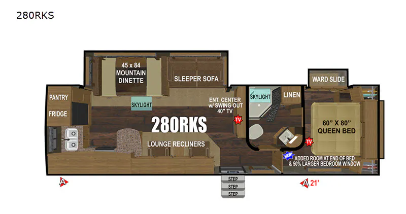 2022 Outdoors RV Black Stone Mountain Series 280RKS - Floor plan