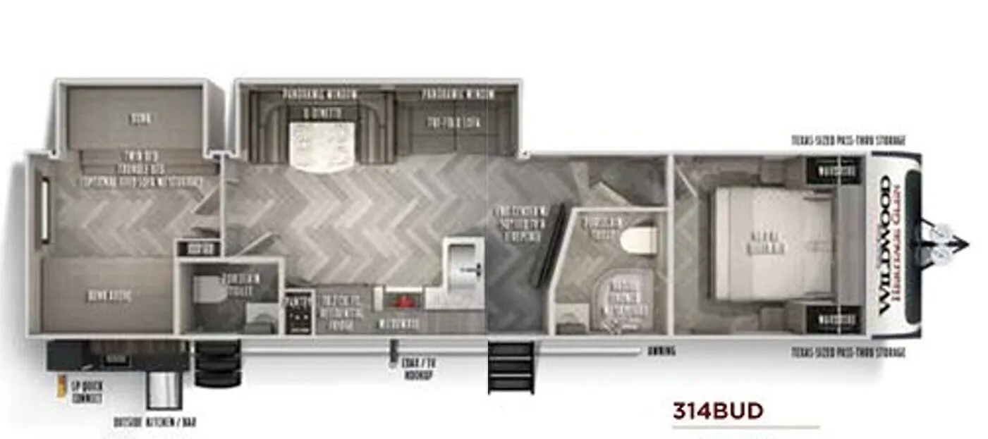 Forest River Wildwood Heritage Glen 314BUD floor plan