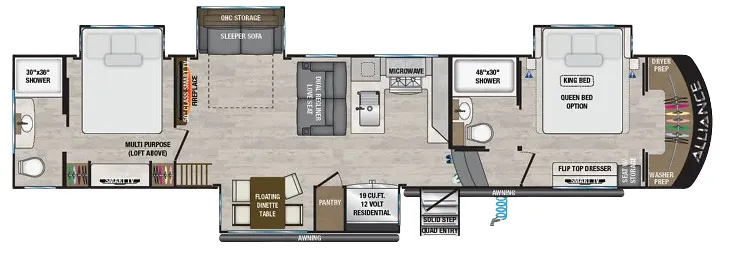 Alliance RV Paradigm 395DS floor plan