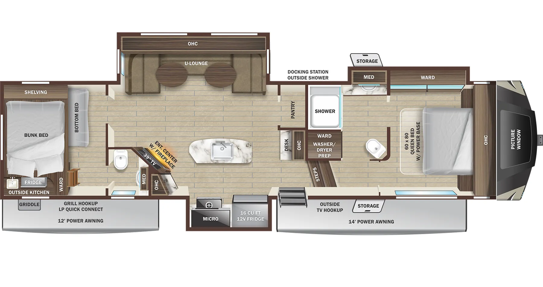 Highland Ridge Silverstar XLT 364BHS floor plan