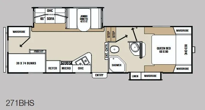 Coachmen Chaparral Lite 271BHS floor plan