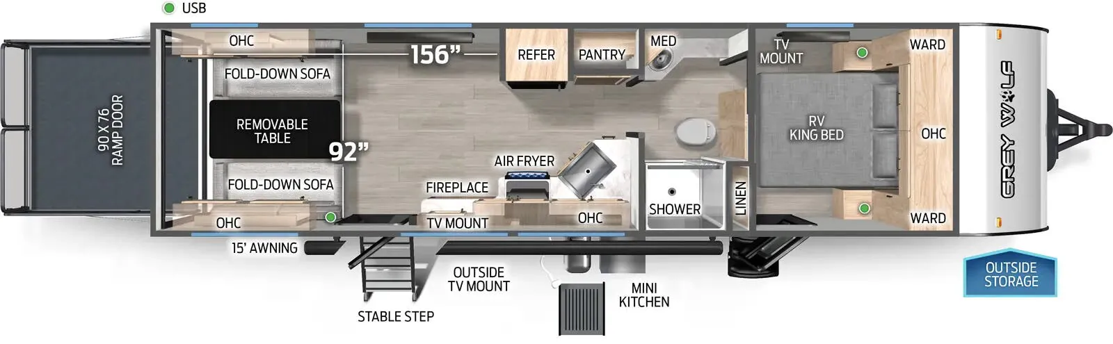 Forest River Cherokee Grey Wolf Black Label 24RRTBL floor plan
