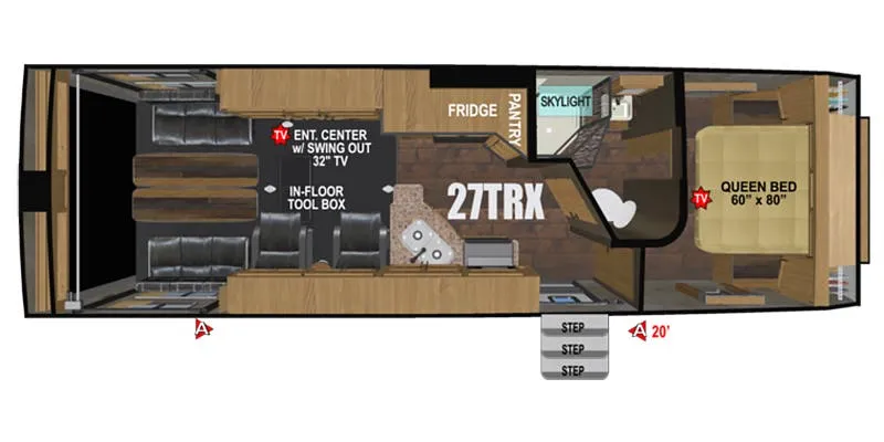 2026 Outdoors RV Trail Series 27TRX floor plan
