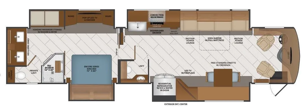Fleetwood Discovery LXE 44S floor plan