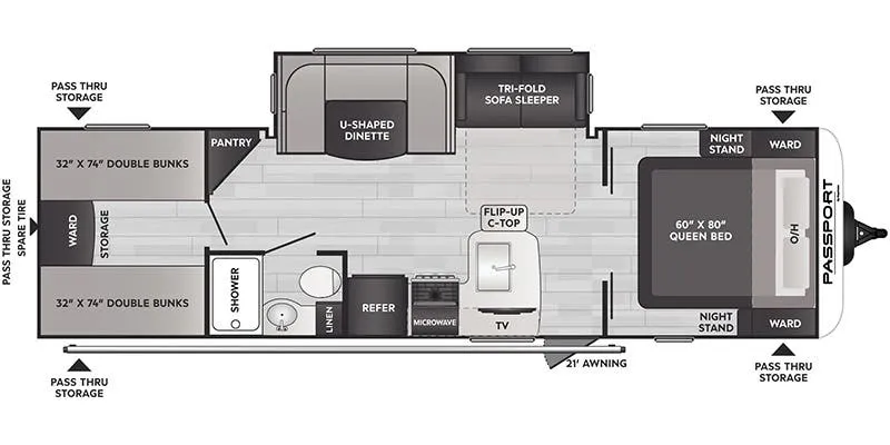 Keystone Passport SL Series West 282QBWE floor plan