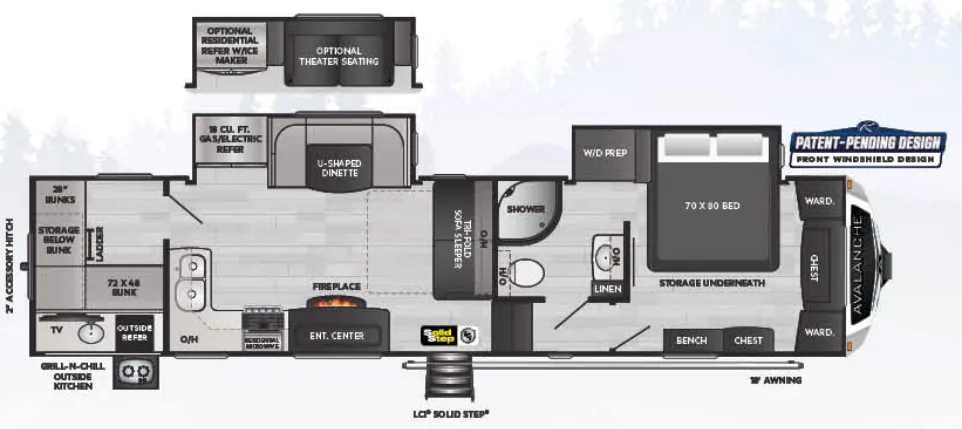 Keystone Avalanche 352BH floor plan