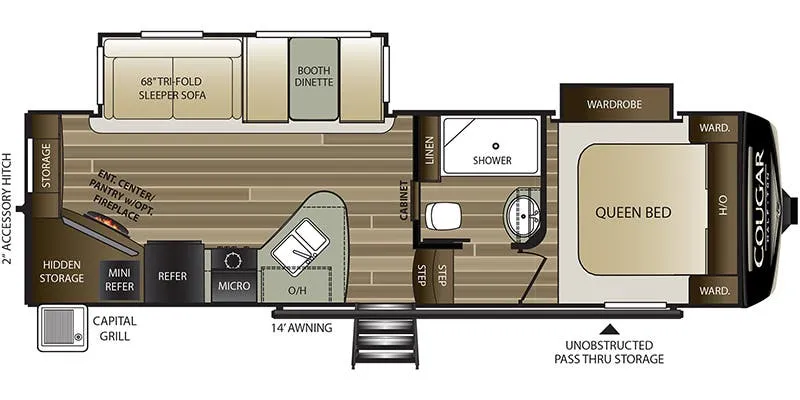 2018 Keystone Cougar Half-Ton Series 25RES - Floor plan