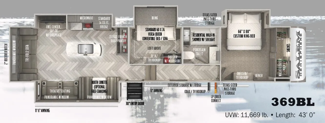 2022 Forest River Salem Hemisphere 369BL - Floor plan