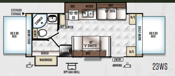 Forest River Flagstaff Shamrock 23WS floor plan