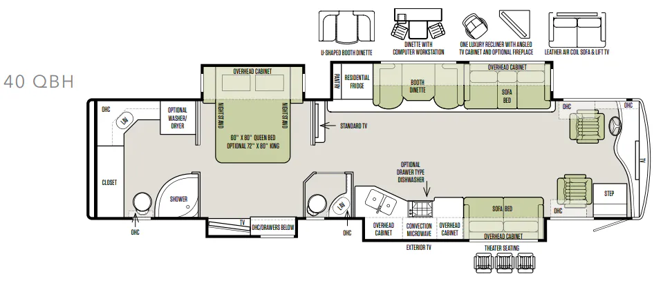 Tiffin Phaeton 40 QBH floor plan