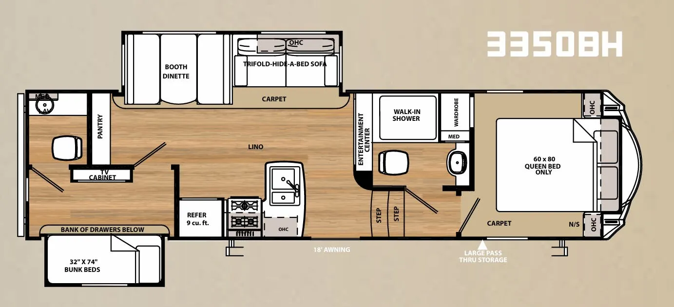 Forest River Sandpiper HT 3350BH floor plan