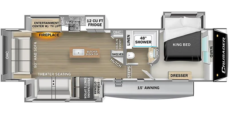 2022 Prime Time Crusader 335RLP floor plan