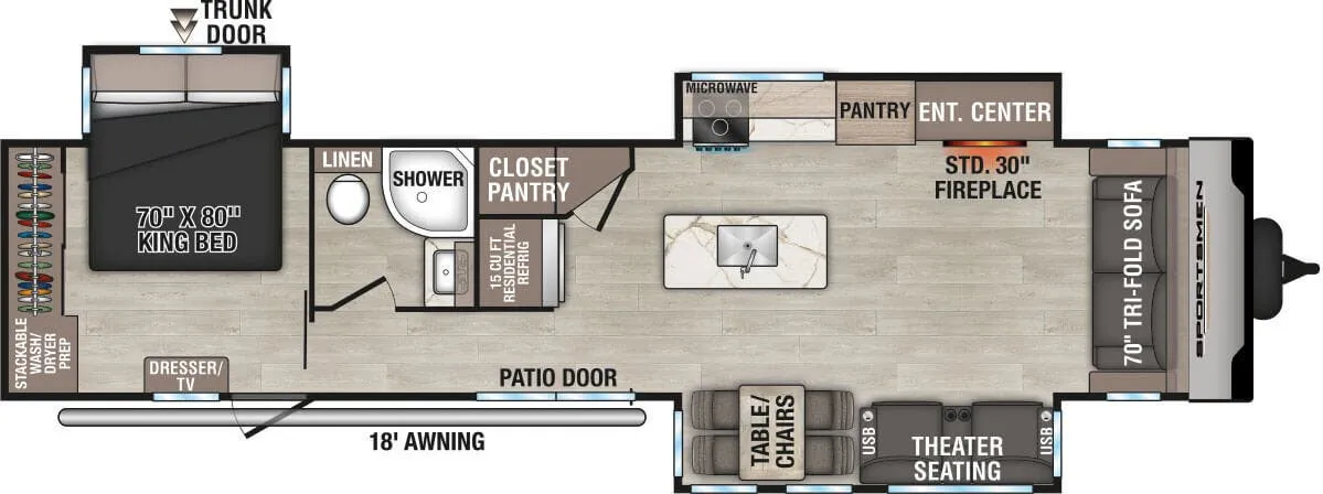 K-Z Sportsmen 363FL floor plan