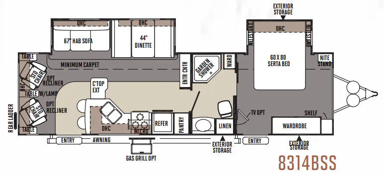 Forest River Rockwood Signature Ultra Lite 8314BSS floor plan