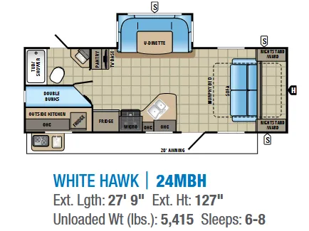 Jayco White Hawk 24MBH floor plan