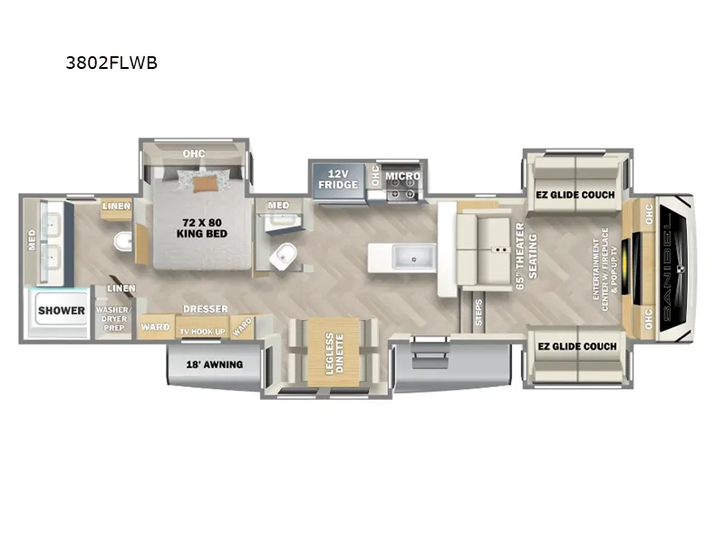 2025 Prime Time Sanibel 3802FLWB floor plan