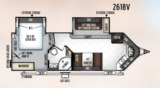 Forest River Rockwood Windjammer 2618V floor plan