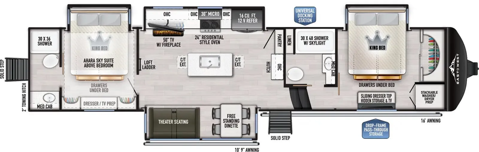 2026 East to West Ahara 390DS - Floor plan