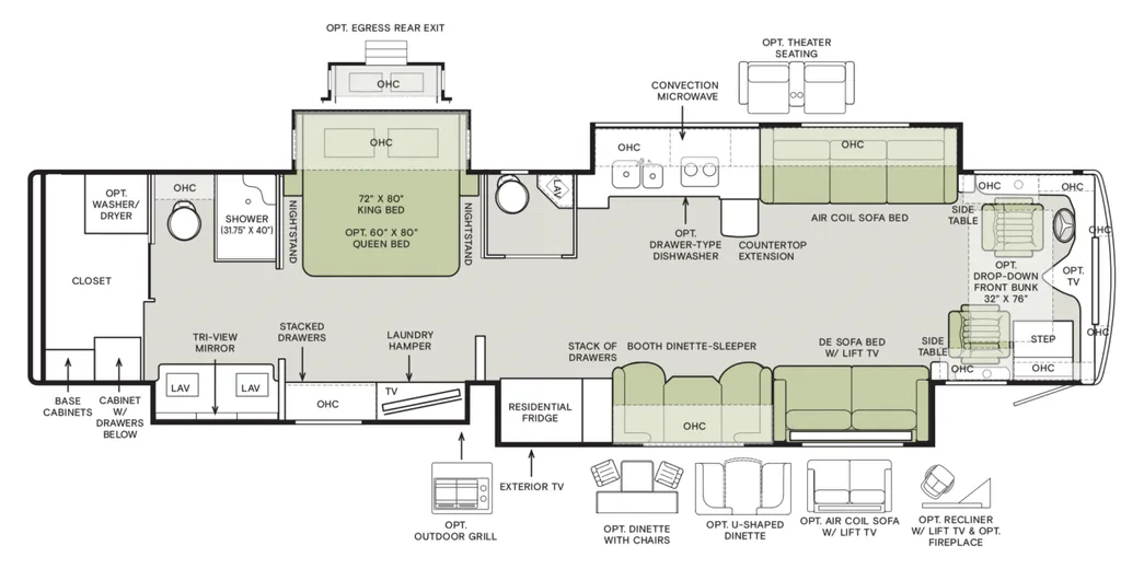 2026 Tiffin Phaeton 44 OH floor plan
