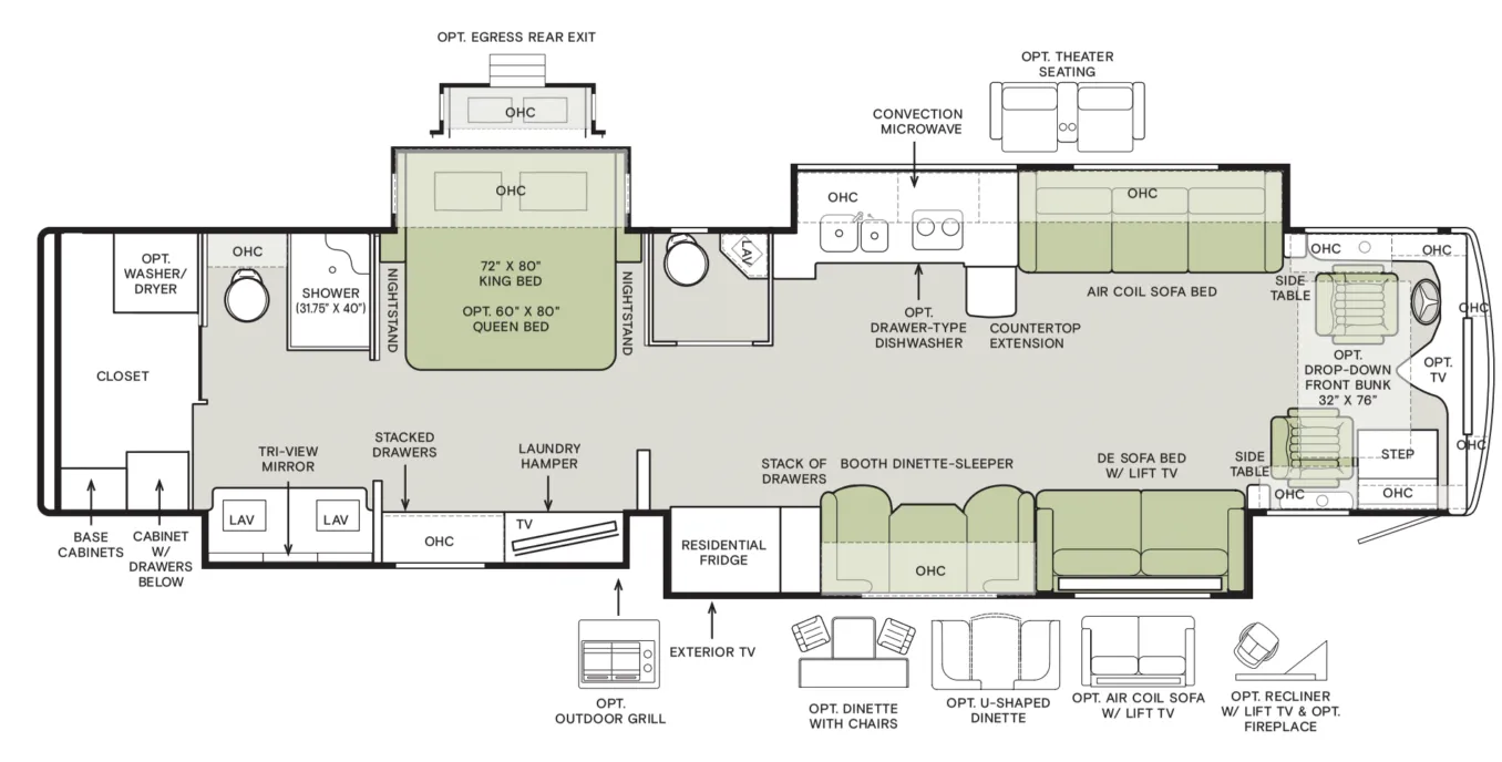 2026 Tiffin Phaeton 44 OH - Floor plan