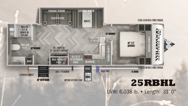 2022 Forest River Wildwood Heritage Glen Hyper-Lyte 25RBHL - Floor plan