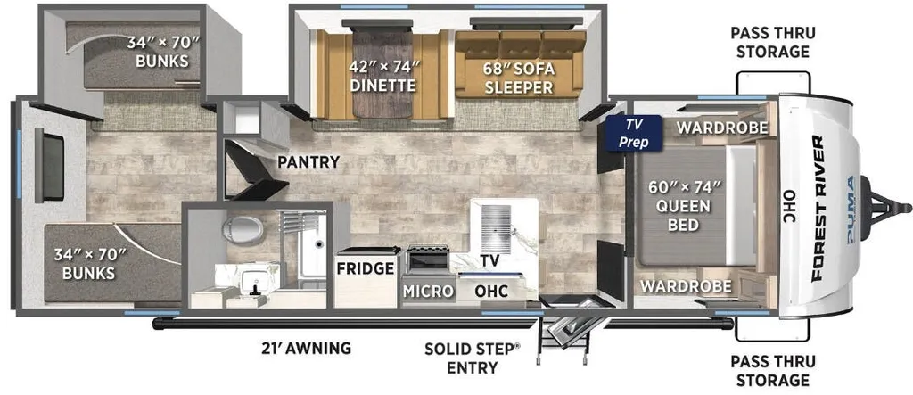 2026 Forest River Puma Tracks Lite 302BHS floor plan
