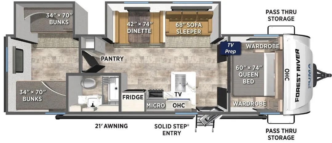 2026 Forest River Puma Tracks Lite 302BHS - Floor plan